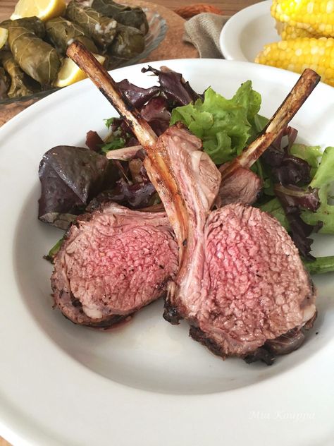 Greek rack of lamb Lamb Rack Recipe, Fancy Dinner Ideas, Cooking Lamb, Greek Spices, Lamb Rack, Lamb Dinner, Beans And Legumes, French Dinner, Lamb Chop Recipes