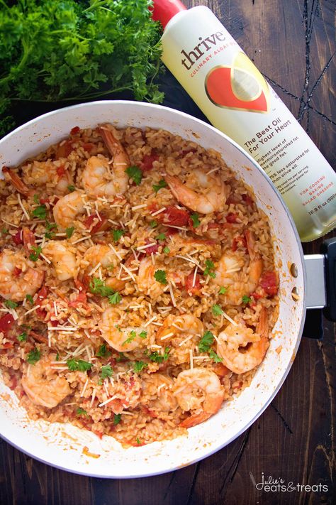 Light Italian Shrimp & Rice Skillet Recipe Easy Healthy 30 Minute Meals, Italian Shrimp, Rice Skillet Meals, 30 Minute Meals Healthy, Shrimp Rice, Foil Pack Meals, Easy Skillet Meals, Rice Skillet, Shrimp And Rice