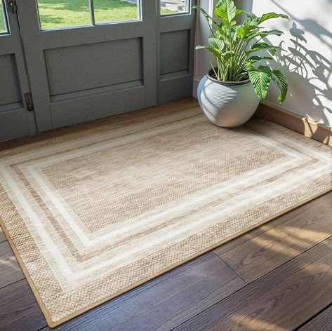 Amazon.com: OJIA Modern Bordered Washable Rug 3'x5', Non Slip Rug for Living Room Soft Bedroom Rug Entry Rug Non-Shedding Accent Rugs Indoor Door Mat Small Carpet for Entryway Kitchen Bathroom Office : Home & Kitchen Entry Way Area Rugs, Indoor Rug Entryway, Front Entry Rugs Indoor, Double Door Rug Entrance, Small Entry With Rug, Front Door Area Rug, Neutral Rug Dining Room, Cottage Rugs Living Room, Front Entryway Rug