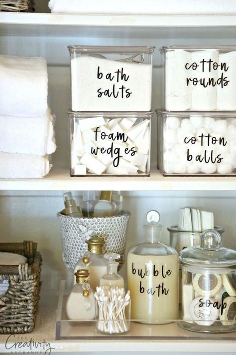 The 11 Best Bathroom Organization Ideas | Page 2 of 3 | The Eleven Best Organizing Labels, Decor Studio, Bathroom Items, Home Organisation, Design Seeds, Decor Minimalist, Linen Closet, Bathroom Organisation, Guest Bathroom