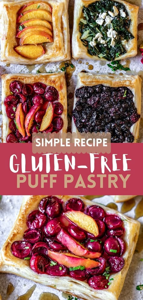 This Gluten-Free Puff Pastry is flaky, buttery, crunchy on the top, soft in the middle, flavorful and so delicious! Gluten Free Baking Recipes, Glutenfri Baking, Gluten Free Puff Pastry, Gluten Free Pastry, Gluten Free Appetizers, Gluten Free Sweet, Free Stories, Gluten Free Sweets, Gluten Free Dairy Free Recipes