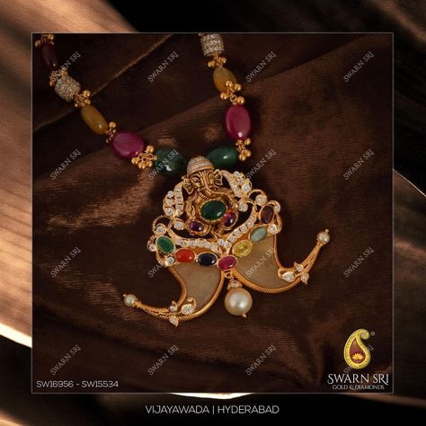 Swarn Sri Gold & Diamonds on Instagram: “Divinely designed Navratan Ganesha Nail Pendant, embellished with Swarovski Zirconia & Navratan gemstones from the house of @swarnsrigold…” Baby Boy Jewelry, Nails Pendant, Ganesh Pendant, Gold Jewelry Outfits, Boys Jewelry, Gold Pendant Jewelry, Antique Gold Jewelry, Gold Chains For Men, Gold Fashion Necklace