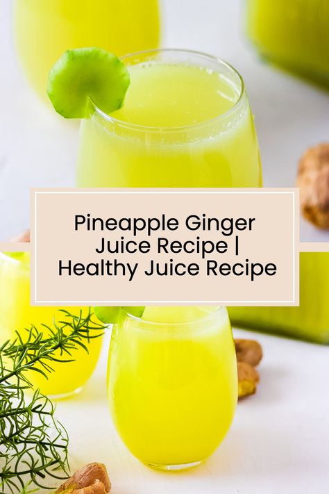 Start your day with a sweet and spicy boost with this delicious Pineapple Ginger Juice Recipe! This healthy juice recipe is made with simple and easy-to-find ingredients, making it ideal for busy mornings. Bursting with flavor and vitamins, this nutritious beverage will energize you and give you a much-needed boost of energy. Perfect for an on-the-go breakfast, this healthy juice recipe is sure to become a favorite in your household! Pineapple Ginger Juice, Ginger Juice Recipe, Healthy Juice Recipe, Protein Shake Ingredients, Pineapple Juice Recipes, Recipe Smoothie, Pineapple Ginger, Ginger Drink, Homemade Juice