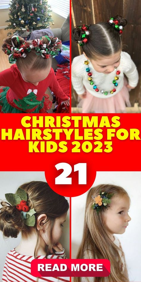 Embrace the holiday spirit with a variety of easy Christmas hairstyles for kids suitable for short, long, curly, or black hair in 2023. Whether you have a boy or a girl, these hairstyles offer a world of festive possibilities. From charming braids to playful snowman or Grinch-themed designs, your child's Christmas look will spread joy and cheer Christmas Kid Hairstyles, Simple Christmas Hairstyles For Kids, Christmas Girl Hairstyles, Christmas Hairstyles For Kids Short Hair, Grinch Hairstyles For Kids, Easy Christmas Hairstyles For Kids, Grinch Hairstyles, Crazy Christmas Hairstyles For Kids, Cute Christmas Hairstyles For Kids