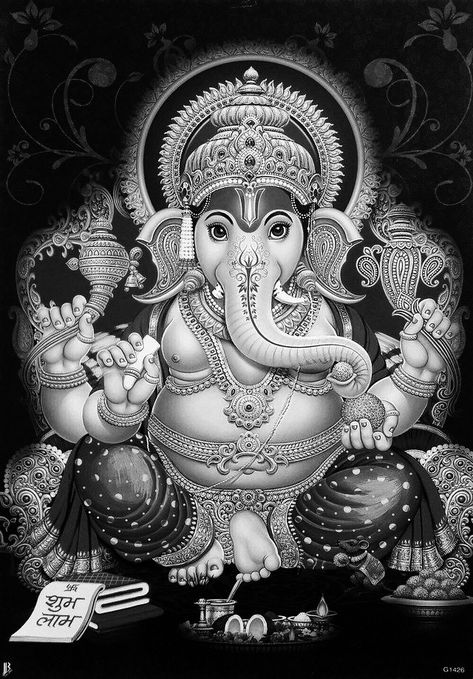 Vinayaka Images Drawing, Vinayaka Images, Vinayaka Chathurthi, Hyper Realistic Drawings, Ganpati Drawing, Easy Portrait Drawing, Shading Drawing, Ganesh Art Paintings