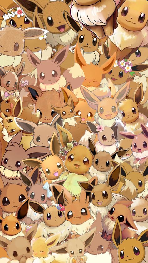 #eevee #pokemon #eeveecollage #collage #brown Eve Pokemon, Eevee Wallpaper, Pokemon Eevee Evolutions, Pokémon Art, Pokemon Eeveelutions, Pokemon Wallpaper, Eevee Evolutions, Pokemon Eevee, Pokemon Stuff