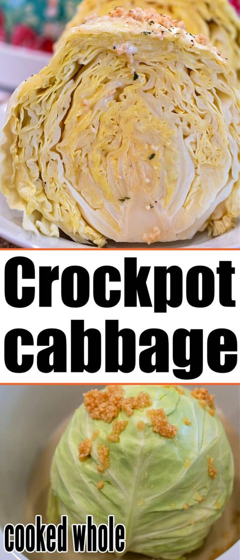 If you haven't made a whole head of cabbage in slow cooker it's so easy! Gets it tender to the core in just a few hours. Healthy side dish. Good Cabbage Recipes, Cabbage Sauteed Recipes, How To Make Cabbage On The Stove, New Years Day Cabbage Recipes, Simple Cabbage Recipes, Sweet Cabbage Recipe, New Years Cabbage Recipes, Creamed Cabbage Recipes, Cabbage In Crockpot