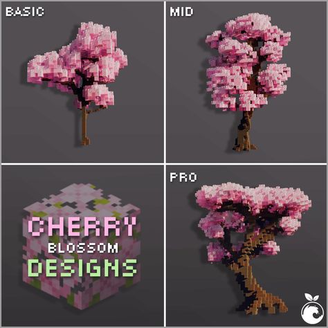 Minecraft custom cherry blossom tree designs Cherry Blossom Tree Minecraft, Minecraft Cherry Blossom Tree, Minecraft Cherry Blossom, Minecraft Japanese House, Minecraft Tree, Minecraft Building Guide, Minecraft Garden, Minecraft Decoration, Rumah Minecraft Sederhana