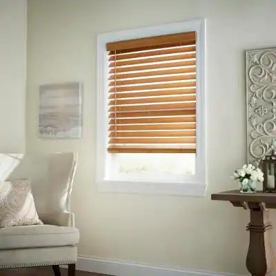 Chestnut Cordless Room Darkening 2.5 in. Premium Faux Wood Blind for Window - 34.5 in. W x 72 in. L Cheap Blinds, Cordless Blinds, Faux Wood Blinds, Kitchen Blinds, Wood Blinds, Exclusive Home, Wooden Blinds, Home Decorators, Shades Blinds