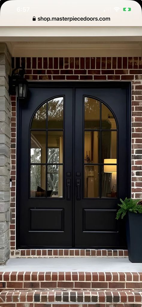 Black Double Doors Entrance, Double Front Entry Doors Black, Double Front Entry Doors, Double Door Entrance, Double Doors Exterior, Black Front Doors, Double Front Doors, Double Entry Doors, Front Entry Doors