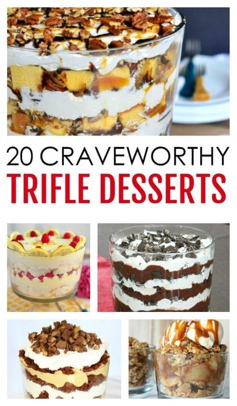 20 Craveworthy Trifle Desserts Trifle Bowl Recipes, Trifle Dessert Recipes, Trifle Pudding, Trifle Dish, Impressive Desserts, Trifle Desserts, Dessert Aux Fruits, Layered Desserts, Trifle Recipe