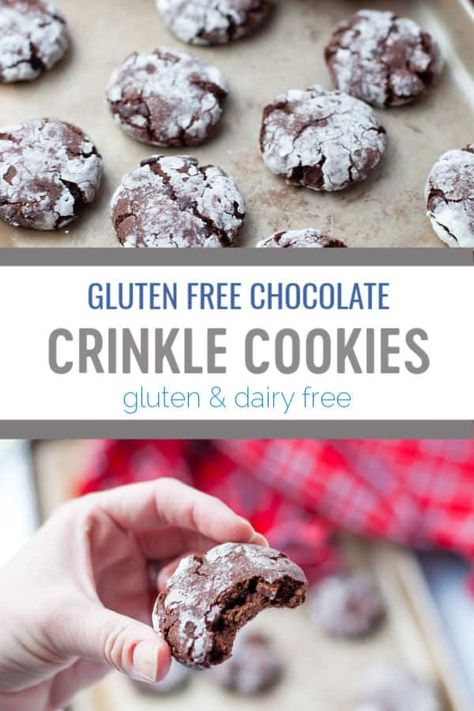 Crinkle Cookies Gluten Free, Paleo Crinkle Cookies, Gluten Free Chocolate Crinkle Cookies Recipe, King Arthur Gluten Free Measure For Measure Flour Recipes, King Arthur Gluten Free Chocolate Chip Cookies, Gluten Free Dairy Free Cookies, Gluten Free Double Chocolate Cookies, Dairy Free Christmas Cookies, Gluten Free Desserts Holiday