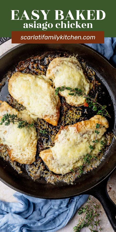 This restaurant-quality baked Asiago chicken is the stuff dreams are made of. And you won’t believe how fast and easy it is to make! Serve it with a side of pasta and garlic bread for a complete meal the whole family is sure to love. Chicken Asiago, Creamy Asiago Chicken, Chicken With Asiago Cheese, Recipes With Asiago Cheese, Mushroom Asiago Chicken Recipe, Asiago Recipes, Asiago Chicken Pasta, Asiago Chicken, Garlic Butter Noodles