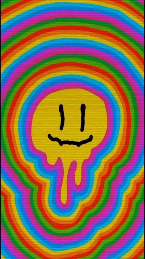 Rainbow Smiley Face Wallpaper, Soft Kidcore Aesthetic, Soft Kidcore, Hippie Trippy, Happy Smiley Face, Trippy Drawings, Hippie Painting, Grunge Art, Aesthetic Indie