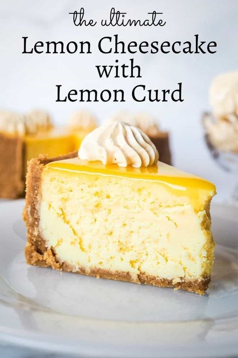 Absolutely mouthwatering lemon curd cheesecake with lemon curd topping that is so creamy and tangy, you will want to eat this every day! #lemoncurdcheesecake #lemoncheesecake #bakedlemoncheesecake #lemoncheesecakerecipe #easylemoncheesecake #decoratedtreats Lemon Cheesecake With Lemon Curd, Lemon Baked Cheesecake, Baked Lemon Cheesecake Recipe, No Bake Lemon Curd Cheesecake, Lemon Pie Cheesecake, Cheesecake Lemon Curd, No Bake Lemon Cheesecake Recipes, What To Do With Lemon Curd, Lemon Curd Recipe Desserts