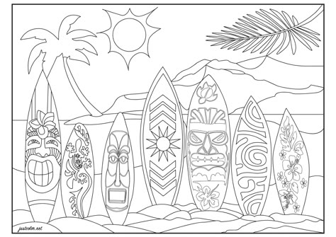 Samoan Coloring Pages, Aloha Coloring Pages, Surfboard Coloring Pages, Surf Board Coloring Pages, Hibiscus Coloring Page, Hawaii Coloring Pages Free Printable, Beach Colouring Pages, Hawaiian Coloring Pages Free Printable, Hawaiian Coloring Pages