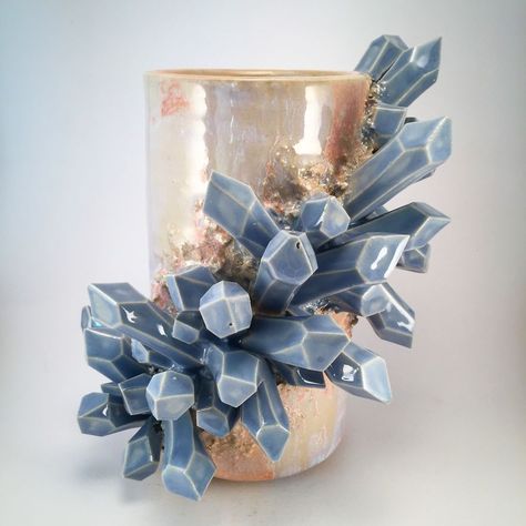 I Create Ceramic Pieces With Giant Sculpted Crystals Growing Out Of Them Crystal Cups, Angelite Crystal, Crystal Sculpture, Ceramic Vessels, Second Semester, Colossal Art, Modern Crafts, Visual Culture, Epoxy Resin Art