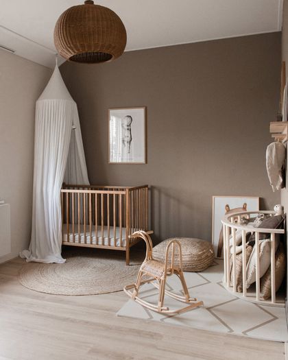 Brown Accent Wall, Brown Nursery, Beige Nursery, Brown Rooms, Baby Room Neutral, Baby Room Inspiration, Nursery Room Inspiration, Brown Bedroom, Brown Furniture