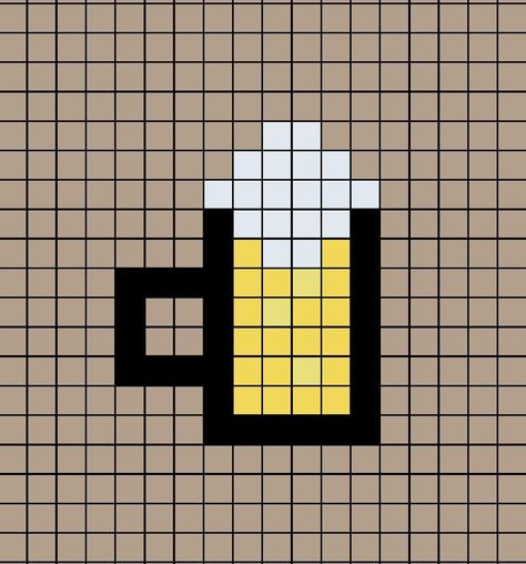 A pixel art template of yellow-ish beer in a glass. Pixel Art Ideas Creative, Pixel Art Grid Easy, Pixel Art Facil, Simple Pixel Art, Pixel Art Animals, Square Drawing, Glass Of Beer, Modele Pixel Art, Pixel Beads