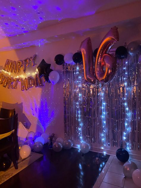 Night Time Birthday Party Ideas, Birthday Party Themes Euphoria, Euphoria Sweet 16 Dresses, Y2k 16th Birthday Party, Rockstar Sweet 16, Party Themes Euphoria, Sweet 16 Decorations Ideas At Home, Sweet Sixteen Party Aesthetic, Euphoria Aesthetic Birthday Party