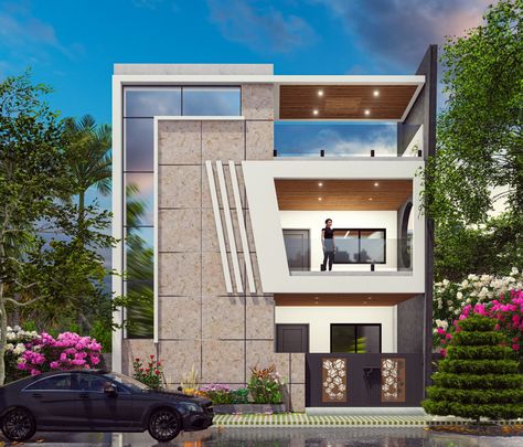 G+1 Exterior Elevation Design For render Cantact :- 7769986897 G+1 Building Elevation, Elevation G+1, Elevation Designs For House G+1, G 1 Elevation Design, Exterior Elevation Design, Simple Elevation, Tiles Facade, Building Elevations, Exterior Elevation