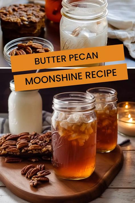 Butter pecan moonshine is a delicious and easy-to-make alcoholic beverage that is perfect for any occasion. Southern Butter Pecan Moonshine, Pecan Moonshine Recipe, Java Moonshine Recipe, Crock Pot Moonshine Recipes, Butter Pecan Moonshine Cocktails, Butter Pecan Moonshine Recipe, Pecan Pie Moonshine Recipe, Crockpot Moonshine Recipes, Salted Caramel Moonshine Recipe