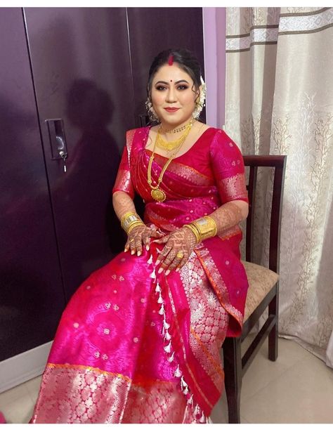 Assamese Bridal Look, Assamese Bride, Royal Saree, Mekhela Chador, Weddings Dress, Bengali Bridal Makeup, Kanjivaram Sarees Silk, Indian Wedding Bride, Bengali Bride