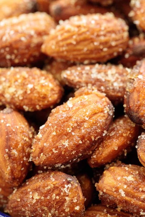 Almonds Recipe Healthy, Spicy Roasted Almonds, Candy Almonds, Roasted Almonds Recipe, Spicy Almonds, Almond Snack, Almonds Recipe, Spiced Almonds, Candied Almonds