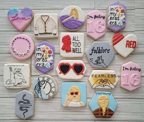 Taylor Swift Cookies, Taylor Swift Birthday, Summer Cookies, Cookies For Kids, Sleepover Party, 11th Birthday, 7th Birthday, New Quotes, Cupcake Toppers