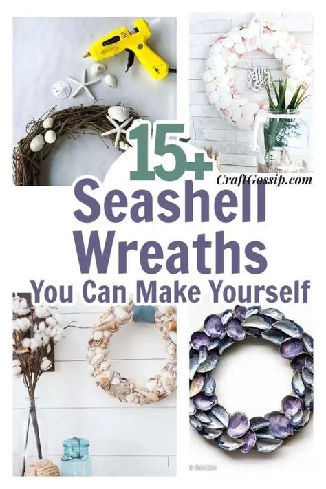 Seashell Wreaths, Rag Wreath Tutorial, Sea Shells Diy, Beach Themed Crafts, Driftwood Wreath, Coastal Wreath, Seashell Wreath, Shell Wreath, Beach Wreath