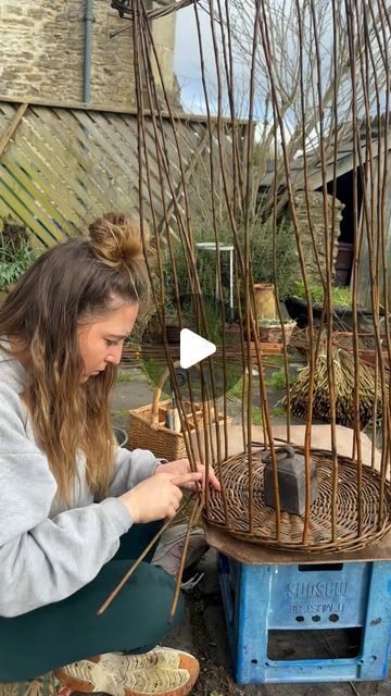 Twig Baskets Diy, Willow Basket Weaving Tutorials, Willow Weaving Projects, Weaving Baskets Diy, Willow Weaving Beginners, Willow Basket Weaving, Weaving Willow, Willow Crafts, Nature Weaving