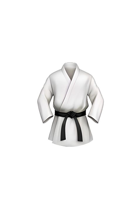 The emoji 🥋 depicts a martial arts uniform, which typically consists of a white or colored jacket and pants, with a belt tied around the waist. The uniform may also have patches or embroidery indicating the practitioner's rank or school. Karate Art, Korean Taekwondo, Karate Photos, Karate Stickers, Taekwondo Belts, Judo Uniforms, Karate Outfit, Martial Arts Uniform, Taekwondo Uniform