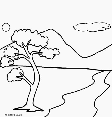 Printable Nature Coloring Pages For Kids | Cool2bKids Simple Nature Drawings, Nature Coloring Pages For Kids, Plain Drawing, Simple Nature Drawing, Nature Drawing For Kids, Nature Coloring Pages, Transformers Coloring Pages, Emoji Coloring Pages, Angel Coloring Pages