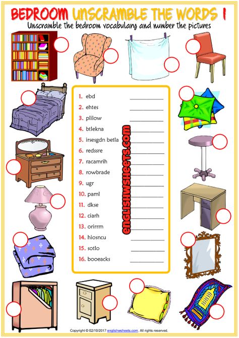 Bedroom Unscramble the Words ESL Worksheets For Kids Bedroom Objects, Picture Story Writing, Dictionary For Kids, Word Games For Kids, Word Search Puzzles Printables, Unscramble Words, Esl Vocabulary, Kids Worksheets Printables, English Worksheets For Kids