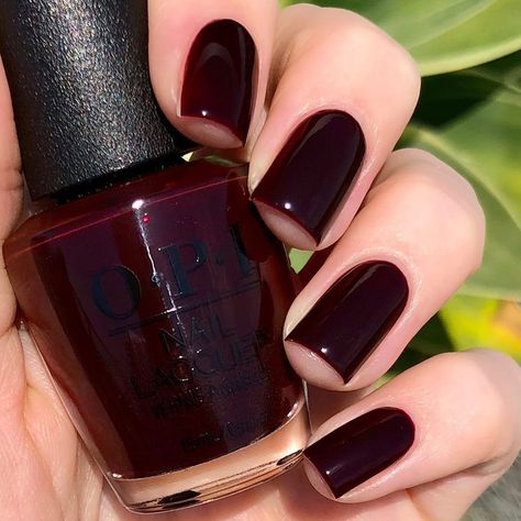 OPI on Instagram: “#DarkNails in summer because wine not?🍷@emmaheartssnails Shade: #ComplimentaryWine   #DarkNails #MuseofMilan #QuaratineNails #OPIObsessed…” Opi Burgundy Nail Polish, Opi Burgundy, Nail Polish Names, Burgundy Nail Polish, Polish Names, Opi Nail Colors, Wine Nails, Maroon Nails, Burgundy Nails