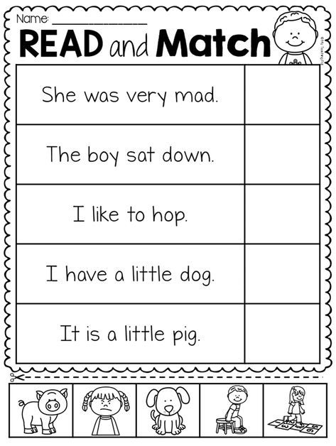 Read And Match Worksheet, Skills Quotes, Match Worksheet, Cvc Word Families, Preschool Reading, Reading Comprehension Skills, Teaching Phonics, Kindergarten Writing, Reading Worksheets