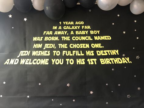 30th Birthday Star Wars, Star Wars Birthday Party Centerpiece, Star Wars One Year Old Birthday Party, Star Wars First Birthday Invitation, Star Wars One With The Force Birthday, Starwars 1st Bday, Baby Boy 1st Birthday Star Wars, Force Is Strong With This One Party, Bb8 Birthday Party Ideas