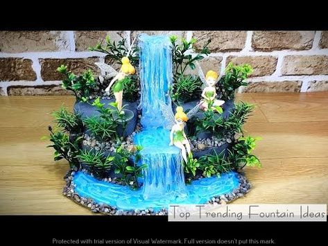 Fairy garden | Diy fairy house | Home decor ideas | Fairy house crafts | Fairy house diy | Fairy crafts How To Make A Fake Waterfall, How To Make Waterfall Decoration, Diy Show Piece, Home Made Fountains Ideas, How To Make A Waterfall, Diy Waterfall Decoration, Fairy Garden Waterfall, Homemade Waterfall, Fairy Waterfall