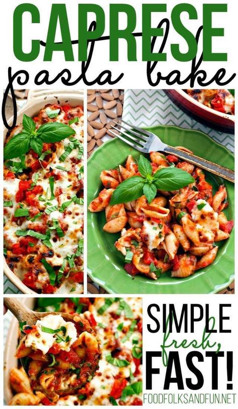 Caprese pasta, Caprese pasta recipe, summer dinner, recipe, quick and easy recipe, easy recipe Caprese Pasta Bake, Caprese Pasta Recipe, Best Vegetable Recipes, Italian Cuisine Recipe, Caprese Pasta, Best Pasta Recipes, Summer Recipes Dinner, Fast Healthy Meals, Quick Dinner Recipes