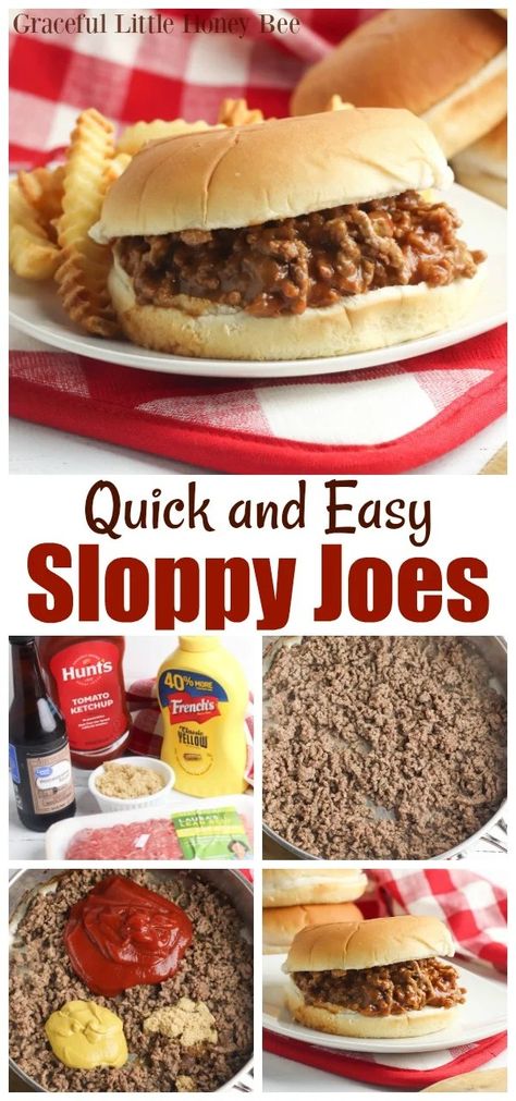 These Quick and Easy Sloppy Joes are perfect for a fast weeknight meal for busy families. Find the recipe on gracefullittlehoneybee.com #sloppyjoes #groundbeef #easymeals #easyrecipes Easy Sloppy Joes, Sloppy Joe Recipe Easy, Homemade Sloppy Joe Recipe, Sloppy Joe Recipe, Sloppy Joes Easy, Dinner Halloween, Homemade Sloppy Joes, Joe Recipe, Sloppy Joes Recipe