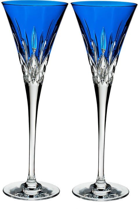 Waterford Crystal Lismore Pops Cobalt Toasting Flutes, Set of 2 Waterford Crystal Lismore, Waterford Lismore, Pop Champagne, Crystal Champagne Flutes, Reception Food, Toasting Flutes, Glass Ware, Crystal Champagne, Crystal Glassware