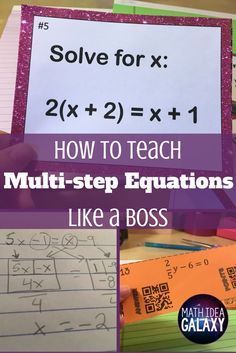 Solving Multi Step Equations, Multi Step Equations, Maths Activities Middle School, Middle School Math Teacher, Teaching Algebra, Algebra Equations, Algebra Activities, Middle School Math Classroom, Co Teaching