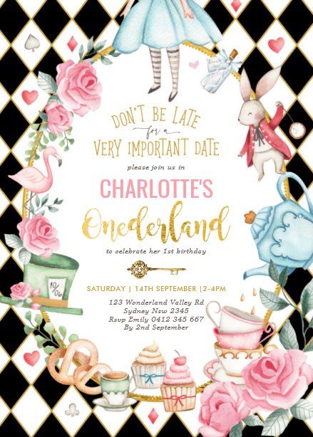 Birthday Tea Party Invitations, 1st Birthday Tea Party, Mad Hatter Tea Party Invitations, Wonderland Party Invitations, Alice In Onederland, Alice In Wonderland Invitations, Wonderland Invitation, Birthday Tea Party, Alice In Wonderland Tea Party Birthday