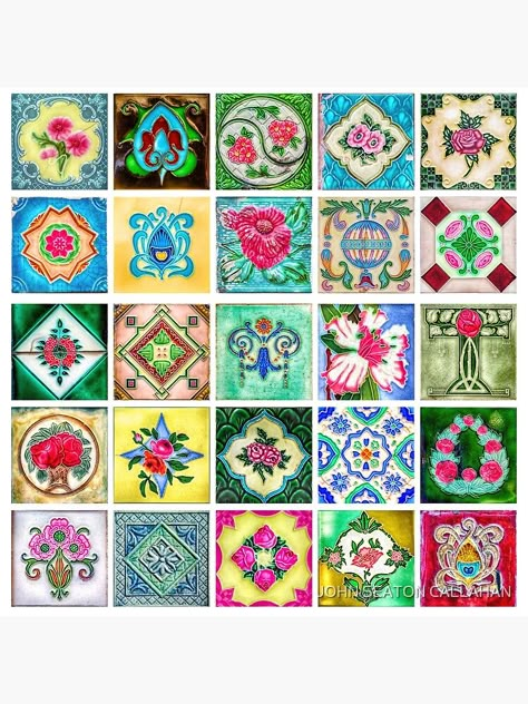 "Peranakan Tiles 25x-1" Art Print for Sale by JOHN SEATON CALLAHAN Peranakan Embroidery, Nanyang Kopitiam, Peranakan Pattern, Peranakan Tiles, Hall Flooring, Kiosk Design, Floral Tiles, Asian Design, 60th Anniversary