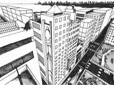 3 Point Perspective on Behance 3 Point Perspective Drawing, Three Point Perspective, Drawing City, 3 Point Perspective, Conceptual Sketches, Perspective Sketch, Point Perspective, Perspective Drawing, 3d Drawings