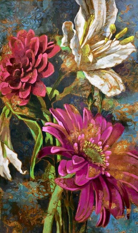 Ali Kay | Big Rusty Blooms Flowers Impressionist Painting, Abstract Watercolor Paintings Tutorials, Ali Kay, Abstract Floral Art, Modern Masters, Abstract Flower Painting, Watercolor Art Lessons, Flower Art Painting, Art Painting Acrylic