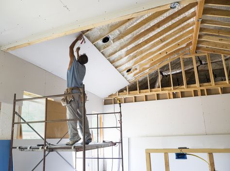 Learn about the problems most common to DIY drywall installation and how to prevent these drywall problems. Sheetrock Ceiling, Drywall Finishing, Drywall Tape, Drywall Ceiling, Concrete Resurfacing, Drywall Installation, Drywall Repair, Gypsum Board, With Wallpaper