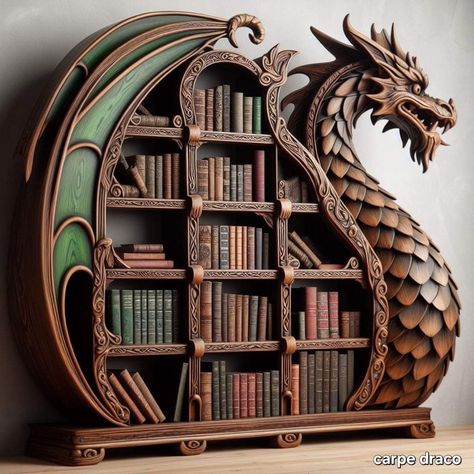 Indoor Designs, Fantasy Furniture, Home Library Design, Fantasy House, Home Library, A Dragon, Book Shelf, Dream Rooms, Dream House Decor