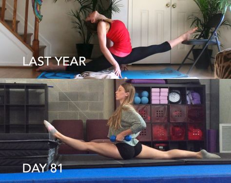 Over Split Before and After- The Flexibility Challenge Dance Flexibility Stretches, Flexibility Challenge, Amanda Nicole, Dance Stretches, Nicole Smith, Yoga Guide, 100 Day Challenge, Yoga Essentials, Easy Yoga Poses