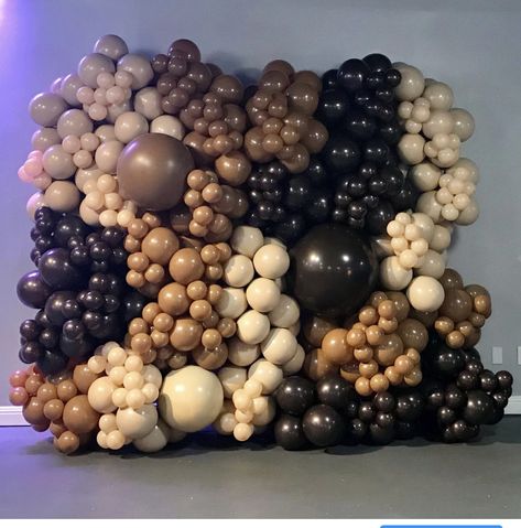 Black Brown Birthday Decor, Brown And Black Balloon Garland, Black And Brown Party Decorations, All Brown Party, Brown Balloons Decoration, Shades Of Brown Party, Girls Brunch Party, Black Garland, Balloons Wall